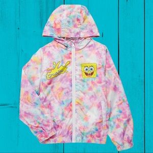 Nickelodeon Members Only Girls Tie-Dye SpongeBob Hooded Windbreaker Jacket 14-16